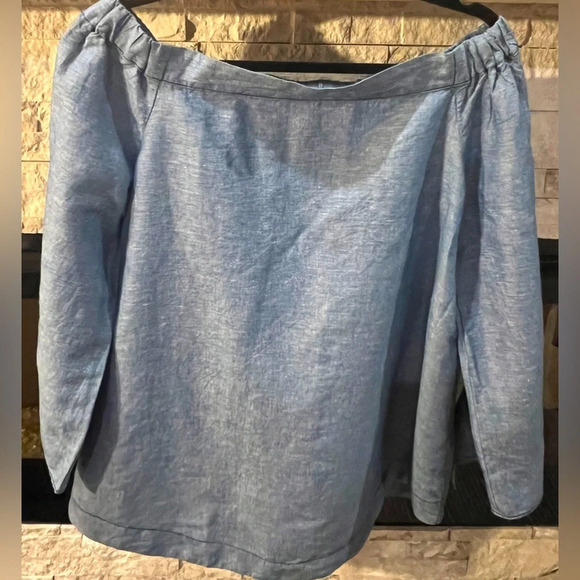 Free People oversized off shoulder light denim top Small - Picture 1 of 8